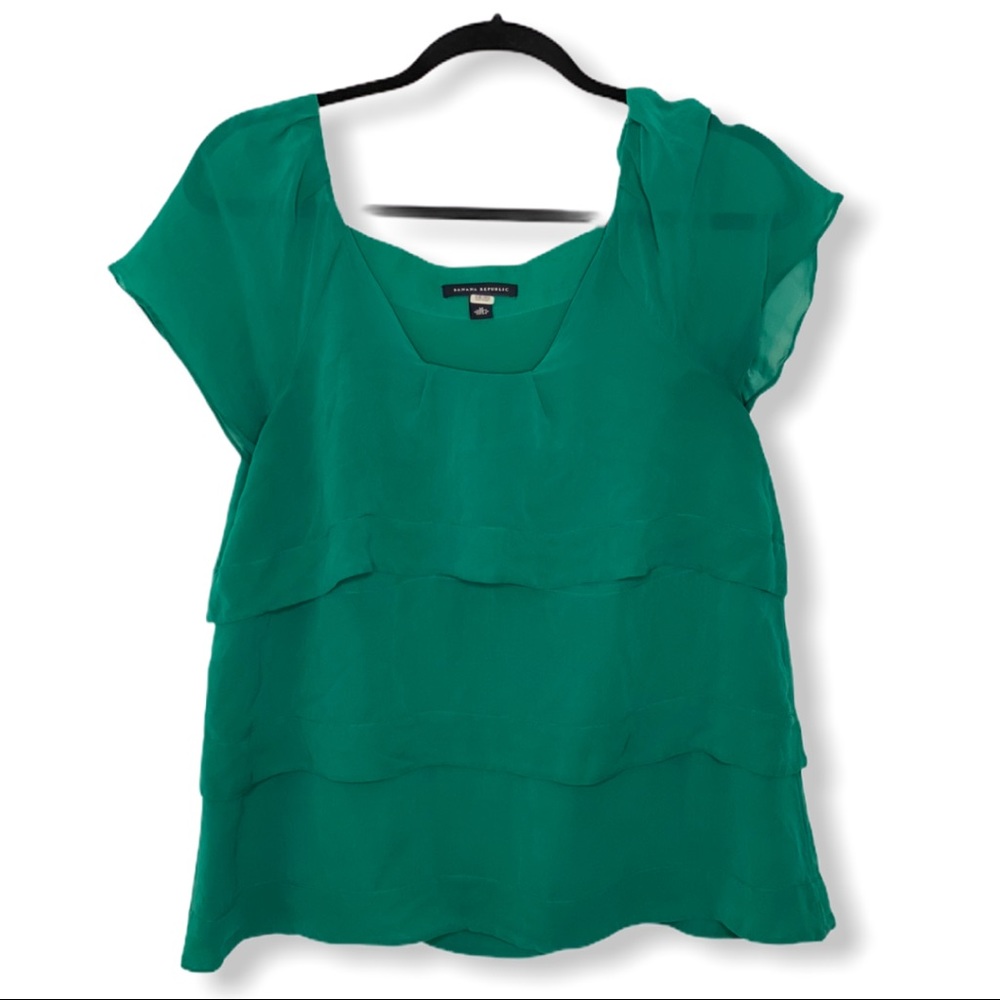 Green Layered SILK Banana Republic Top